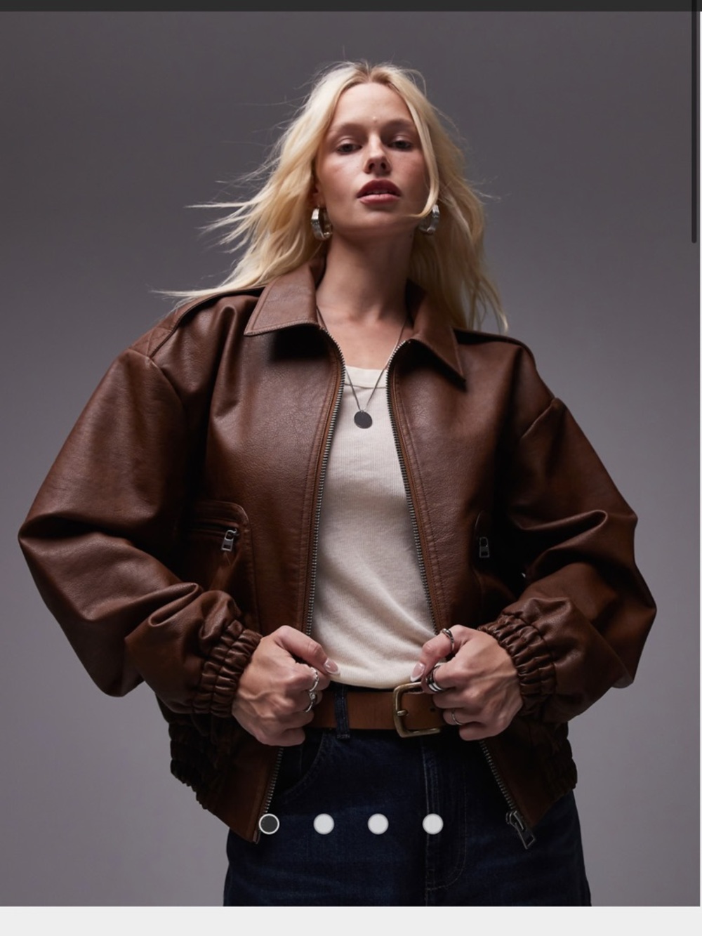 Topshop brown oversized bomber jacket